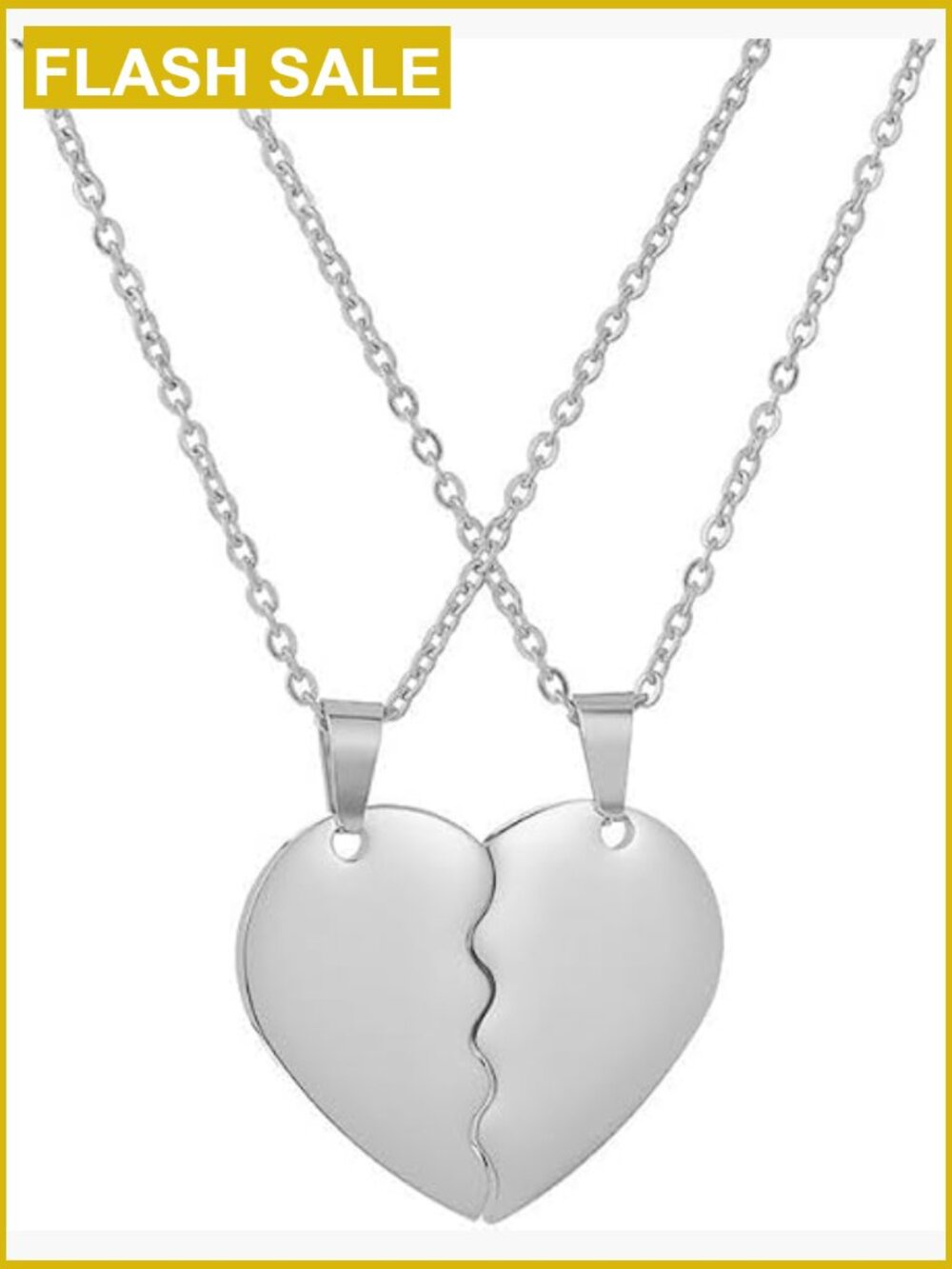 Split Heart Matching Couple Necklace Set BFF Friendship Adjustable Chain 18k